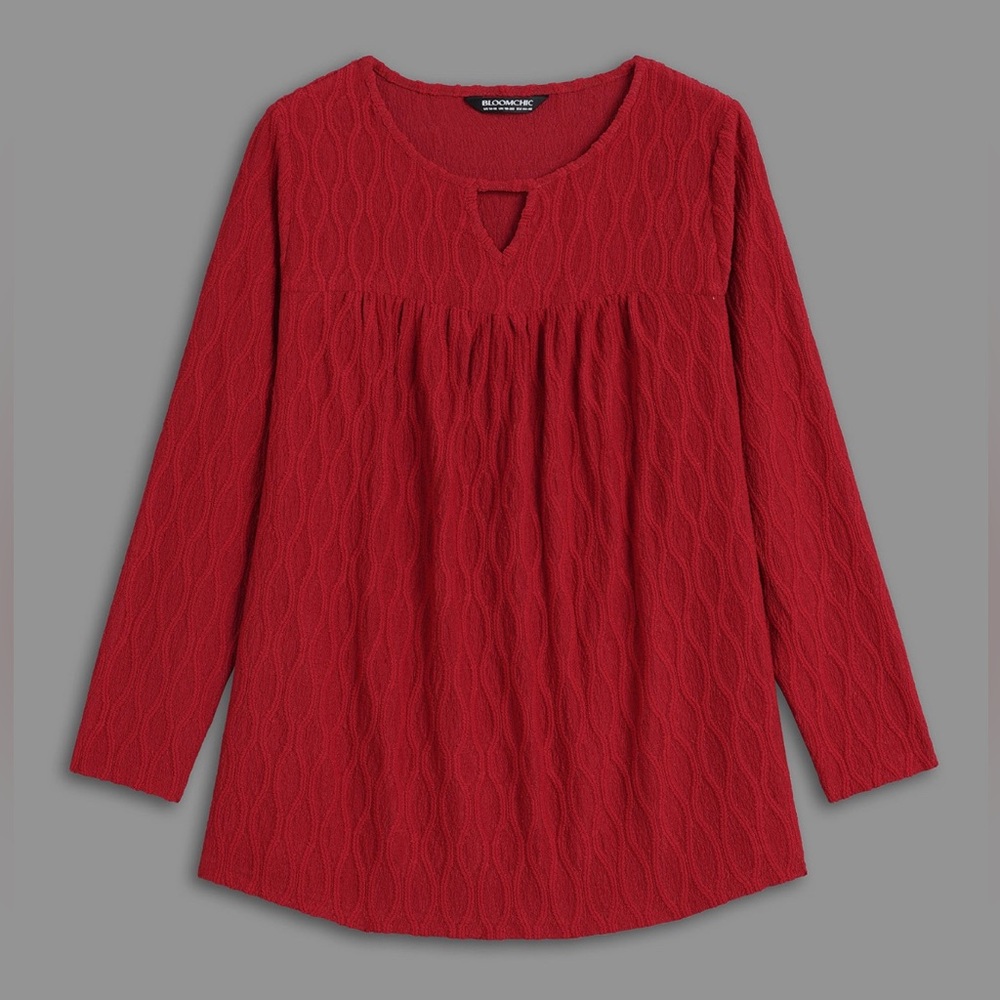 BloomChic womens plus size 30 Textured Keyhole Gathered Knit Top NWOT